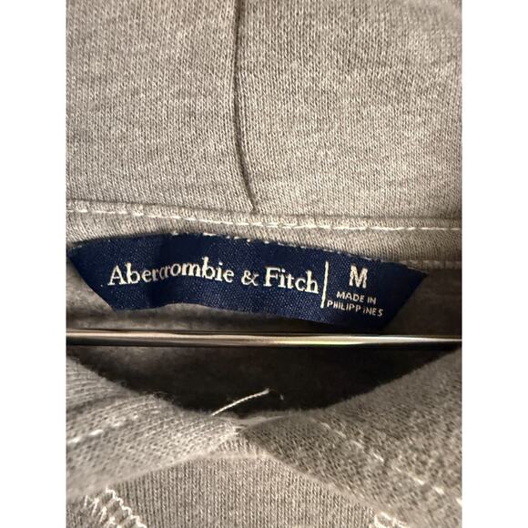 Abercrombie & Fitch Color Block Hoodie Sweatshirt Soft A&F Neutral Grey Tan Crop - Picture 3 of 6